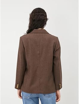 Amazon | [ミラオーウェン] ヘリンボーン金釦ダブルブレストジャケット